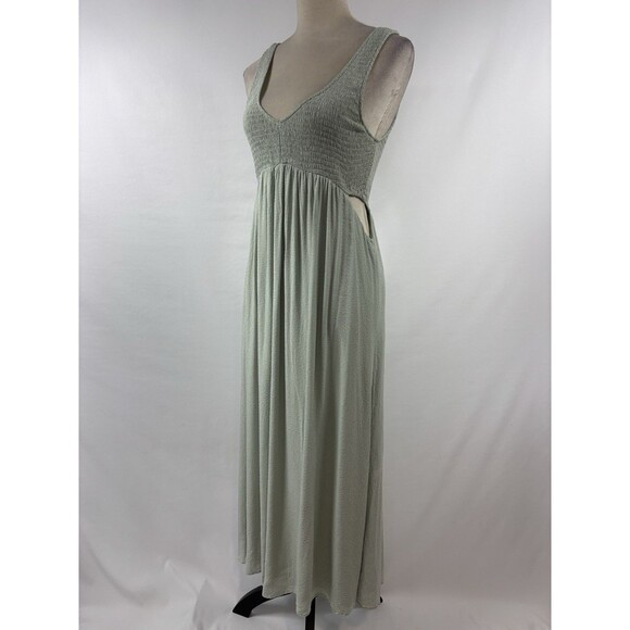 Saltwater Luxe Anthropologie Lilian Cut Out Maxi Dress Sage Green Medium Smocked - Picture 16 of 16